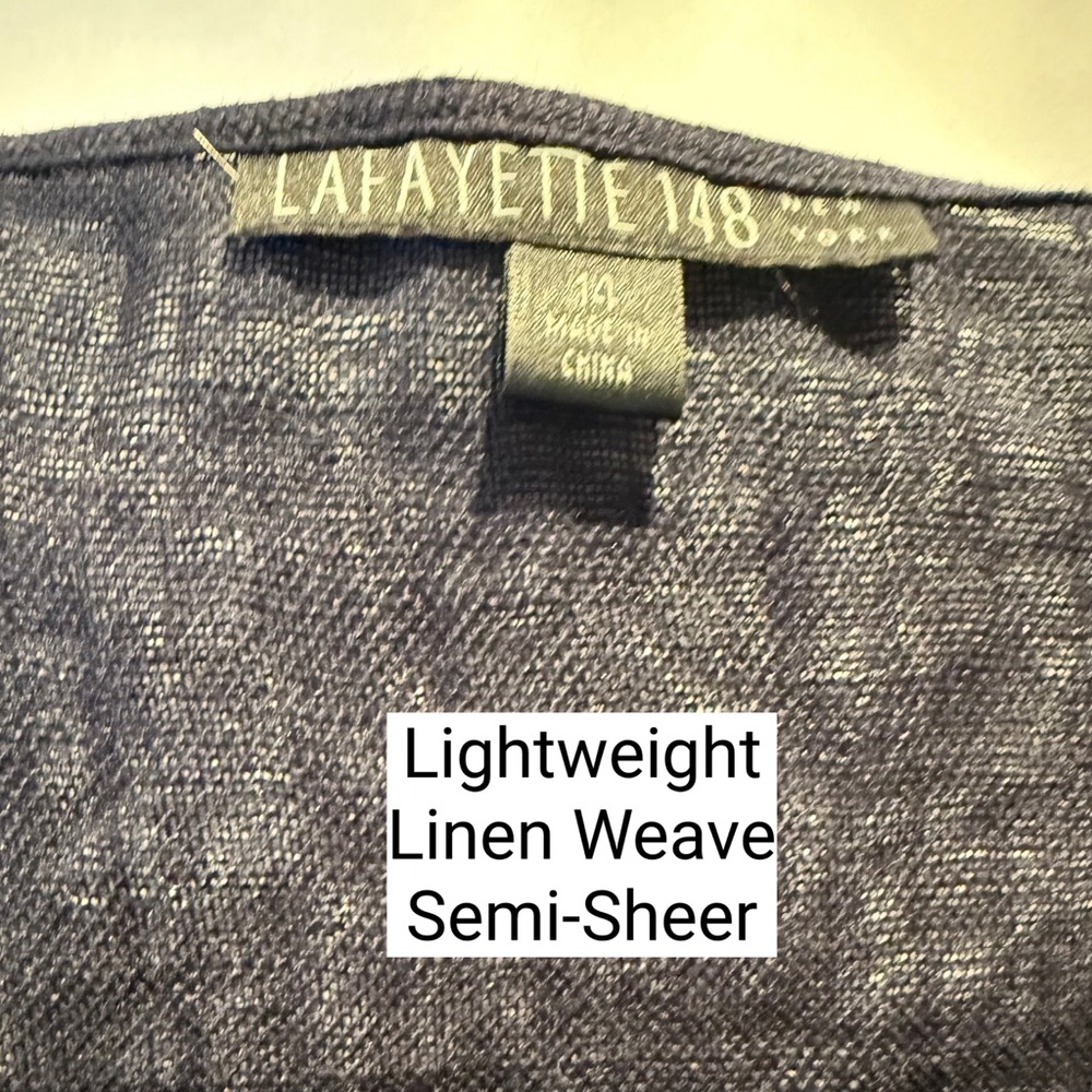 Lafayette 148 New York Deep Midnight Navy Blue 100% Italian Linen - Size 14 - Picture 5 of 11